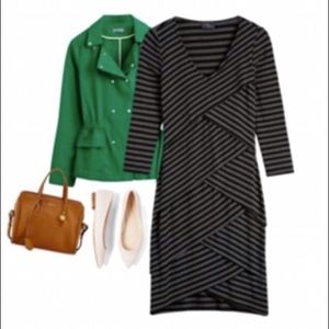 Striped dress with 3/4 length sleeves